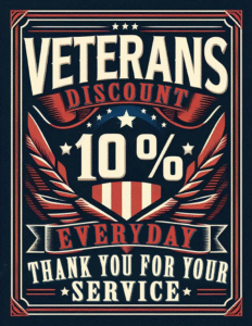 Veterans' Discount Flyer - 10% Off For All Veterans Everyday